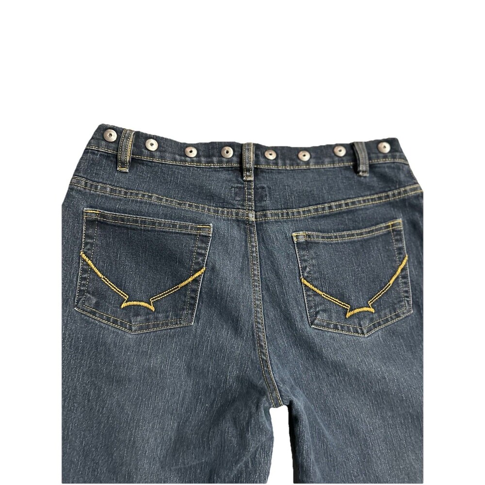 Women's Low Rise 90's Y2K Studded Crossover Waistband Flare Dark Jeans Sz 31 / 9 - Picture 7 of 10